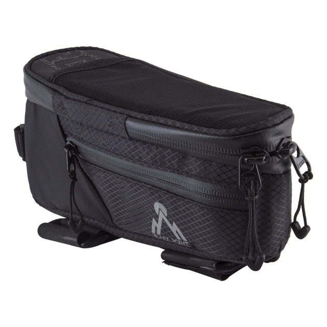 Black point Macropod Top Tube Frame Bag Velcro Straps 9.5x2.5x3.5` 122 c.i. Black