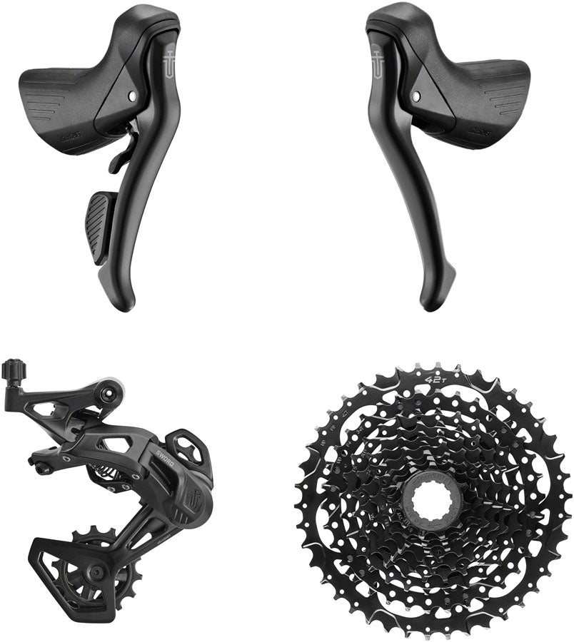 microSHIFT Sword BLK 1x9-Speed Groupset - Includes Brake/Shifters Rear Derailleur Medium Cage