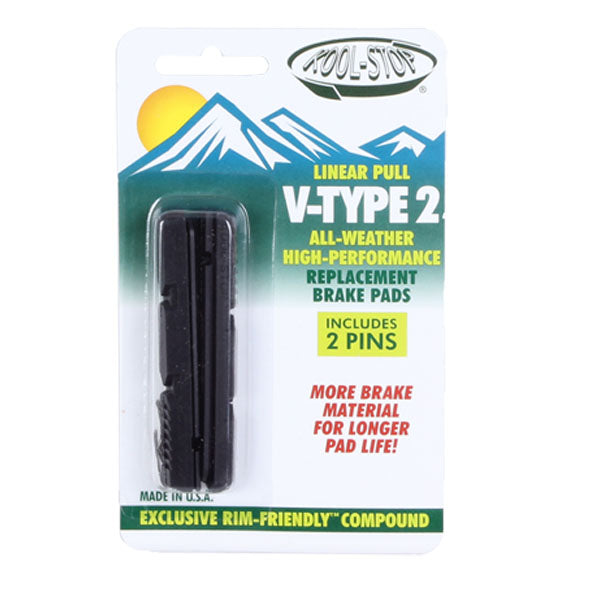 Kool Stop V-Type Brake Pads - Replacement Inserts for Shimano Cartridge Brakes - V-Type 2, Black