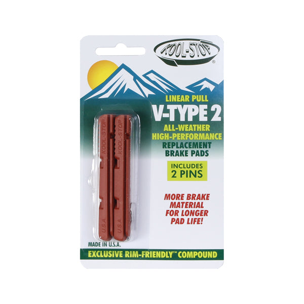 Kool Stop V-Type Brake Pads - Replacement Inserts for Shimano Cartridge Brakes - V-Type 2, Salmon