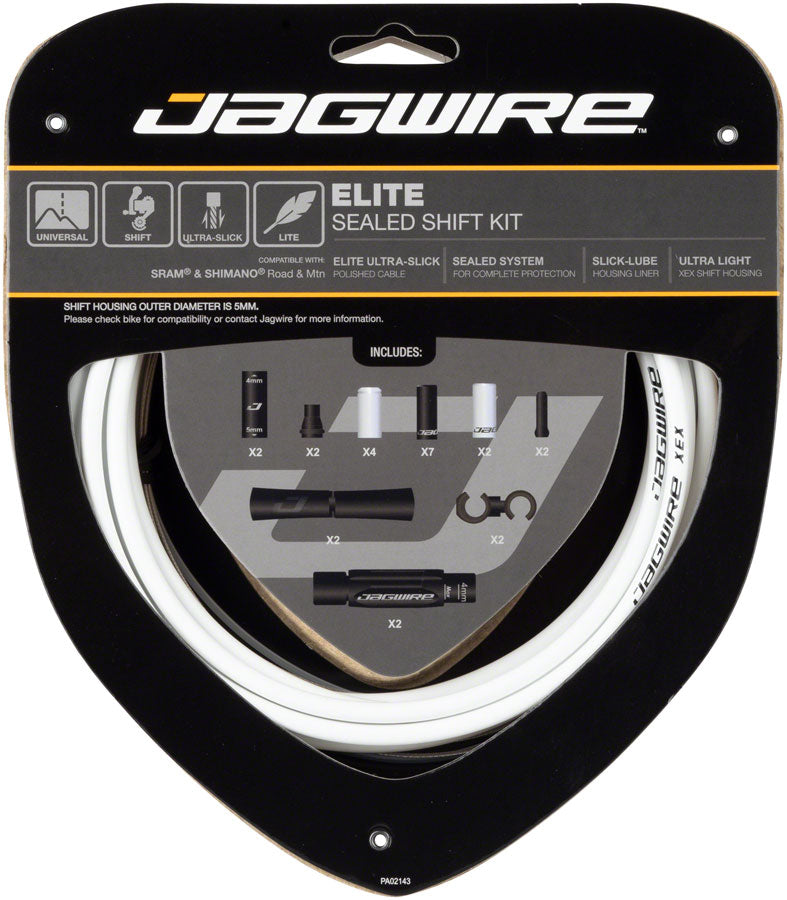 Jagwire Elite Sealed Shift Cable Kit - SRAM/Shimano Ultra-Slick Uncoated Cables - White