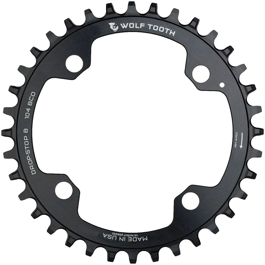 Wolf Tooth 104 BCD Chainring - 104 BCD 4-Bolt Drop-Stop Black - 38t