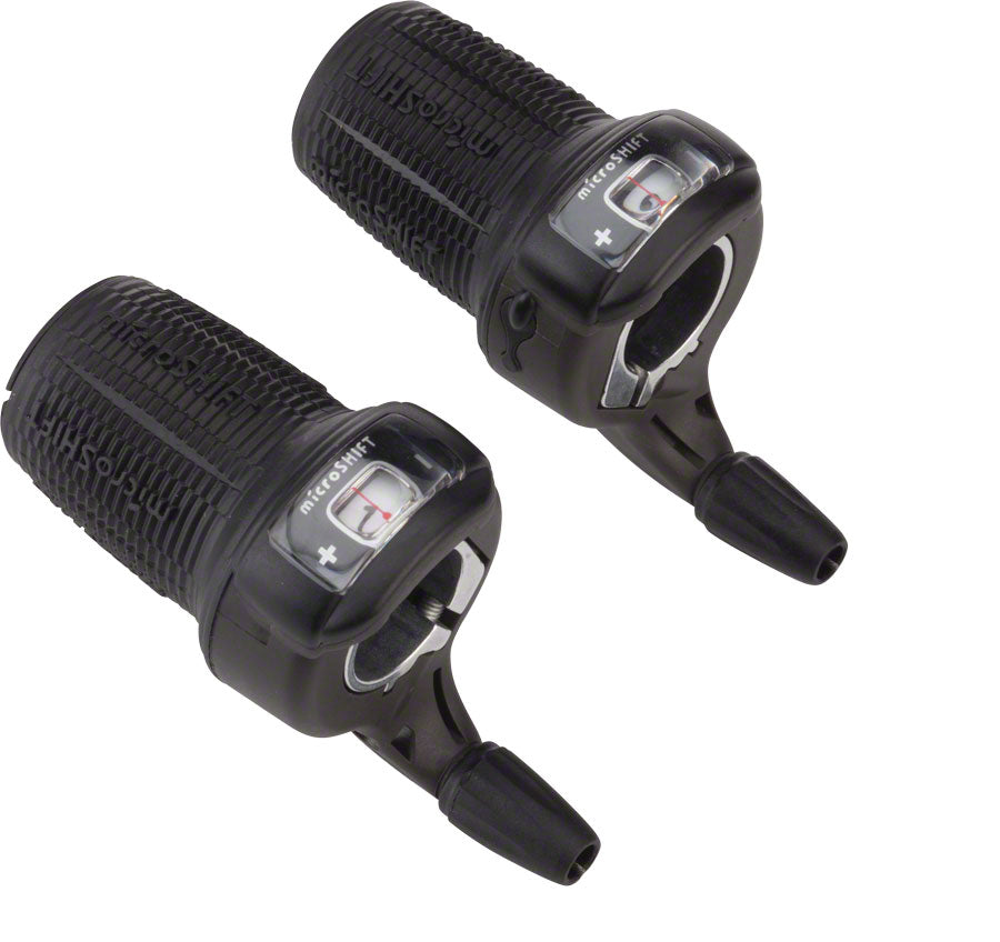 microSHIFT DS85 Twist Shifter Set - Triple Optical Gear Indicator Shimano Compatible - 9-Speed