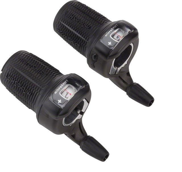 microSHIFT DS85 Twist Shifter Set - Triple Optical Gear Indicator Shimano Compatible - 9-Speed