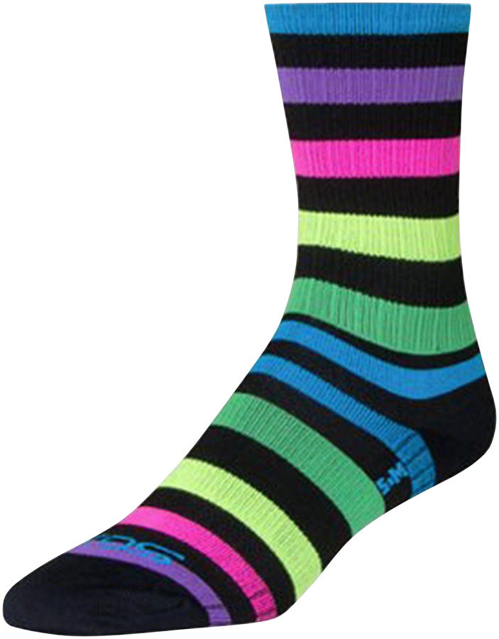 SockGuy SGX Night Bright Socks - 6" Black/Multi-Color Large/X-Large
