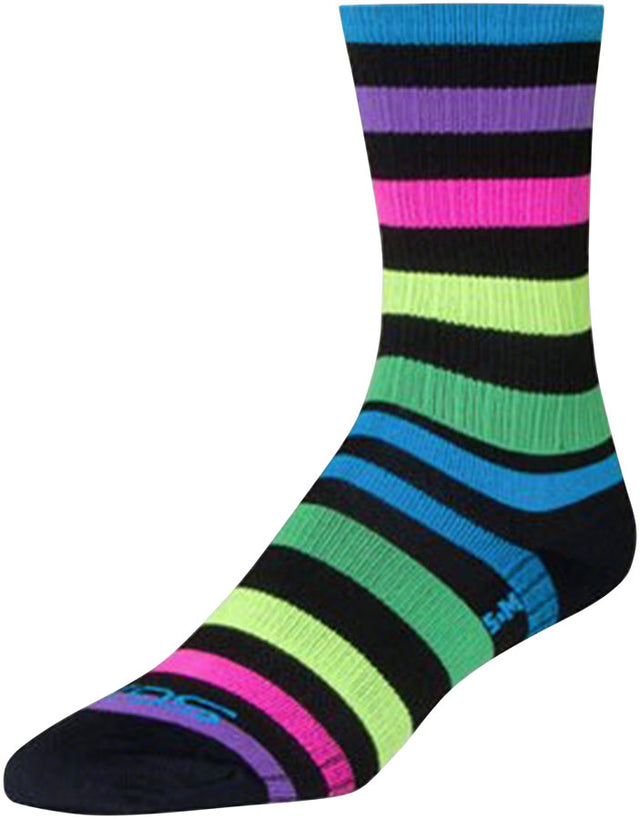 SockGuy SGX Night Bright Socks - 6" Black/Multi-Color Large/X-Large