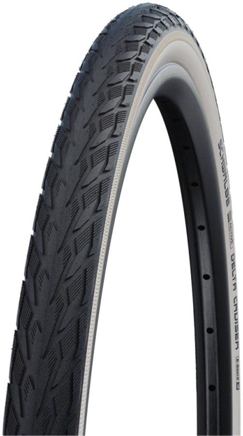 Schwalbe Delta Cruiser Plus Tire - Clincher Wire - 26 x 1-3/8, Whitewall/Reflective, Green Compound E-25