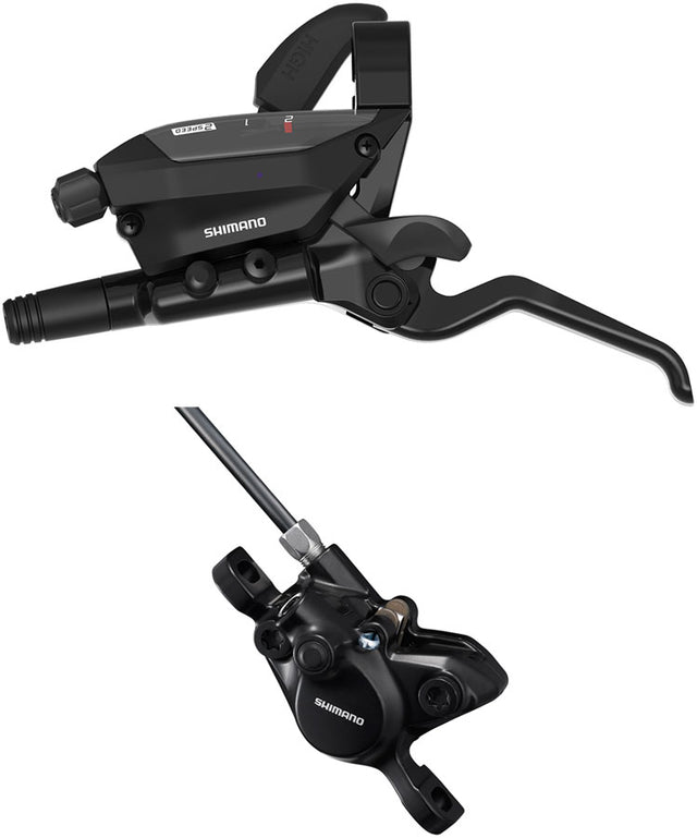 Shimano ST-EF515-2L EZ Fire Plus Shift/Brake Lever BR-MT200 Disc Brake Caliper - Left/Front 2x Shift Post Mount 2-Piston  BLK
